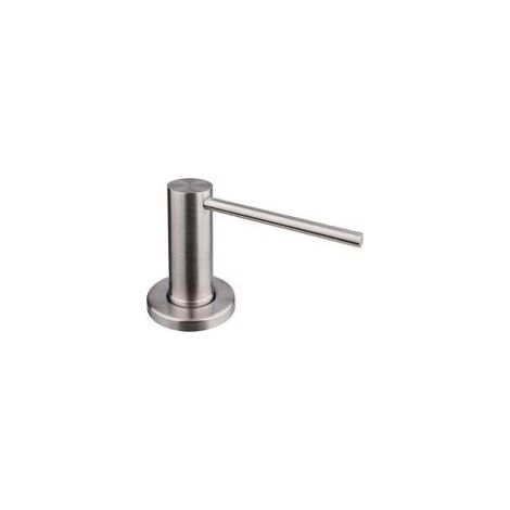 Dispenser di sapone da incasso per cucina e bagno, con pompa in acciaio inox, flacone da 500 ml, riempimento dall'alto, finitura spazzolata. (1/4)