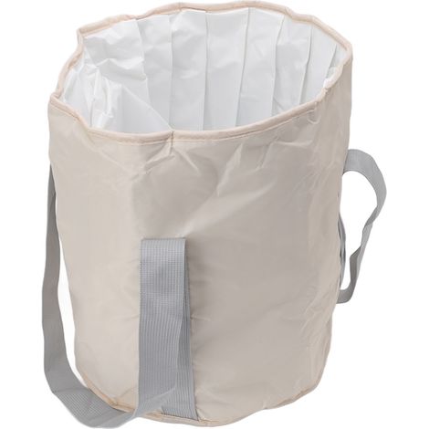 Seau de camping pliable en polyester double épaisseur avec sac de rangement, couleur beige (1/5)