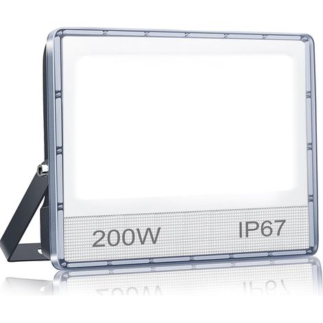 Projecteur LED Extérieur 200W 20000 lumen Puissant Spot LED 6500K Blanc Froid, IP67 Étanche Projecteur Exterieur pour Jardin Garage Patio Cour Atelier