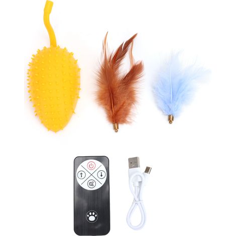 Souris jouet électrique pour chats avec couinement, queue en plumes, rechargeable par USB, animal de compagnie interactif pour chats et chiens.