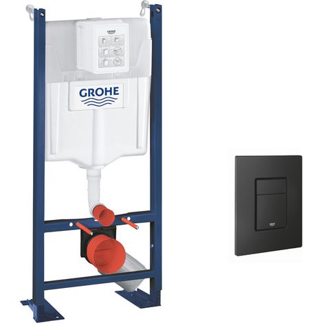 Grohe Pack Bâti autoportant Rapid SL + Plaque de commande double touche, Technologie anti-empreintes, Noir mat (39145000-KF0)