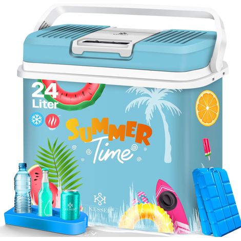 KESSER® 24 Liter Kühlbox KÜHLT und WÄRMT Thermo-Elektrische Kühlbox 12 Volt und 230 Volt Mini-Kühlschrank für Auto und Camping Bunt