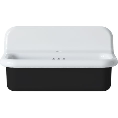 Lavabo retro de cerámica de 70 cm - True Colors Lite - Tamaño mediano - Negro mate (1/2)