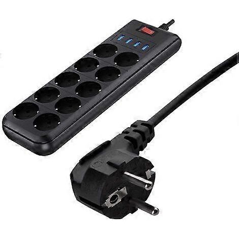 Multiprise parafoudre avec port USB-C, design triangulaire, matériau ignifugé. (1/5)