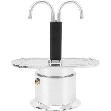 Doppelkopf-Kaffeekanne 100 ml, Aluminiumlegierung, DIY Mini-Kaffeemaschine im italienischen Stil mit Doppelkopf für den Herd (1/4)