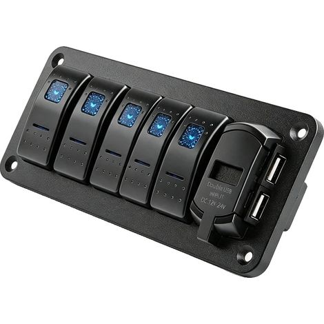 Panneau de commutateur à bascule, conception étanche, ports USB doubles, 5Gang 1USB (1/2)