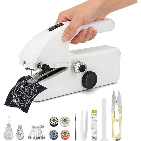 Mini Machine a Coudre, Machine a Coudre Portable électrique, 2 Modes, Facile à Utiliser, Usage Domestique, Couture de Vêtements, Rideaux, Travaux Manuels (1/5)