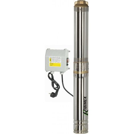 Ribiland – Pompe immergée 550W – Débit 4500 l/h – Hauteur de refoulement 67 m – Corps inox 100 mm – 10 turbines pour forage profond (1/2)