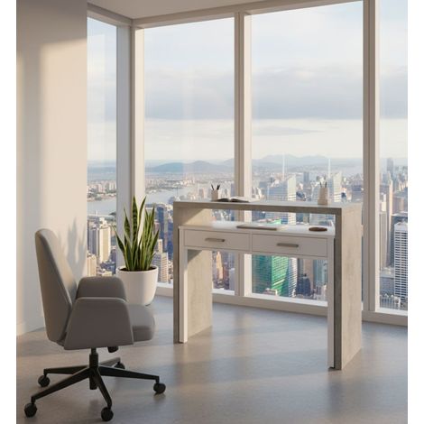 Scrivania - 2 Cassetti Colore Ripiano Grigio, Grigio Cemento, -, 98.5x36x87.5h cm Recife