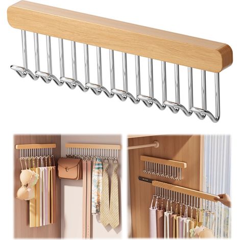Tringle de penderie extensible, avec 8 crochets pour ceintures, extensible (1/5)
