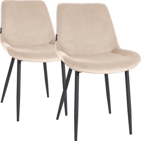Juego de 2 Sillas de Comedor Victoria de Terciopelo Crema (1/5)