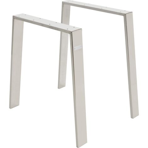 ML-Design 2er Set Tischbeine Loft 75x72 cm, Silber, Profil 8x2cm, aus Edelstahl, Industriedesign, U-Form, Metall Tischgestell scandic, Tischkufen Tischuntergestell Möbelfüße, für Esstisch/Schreibtisch