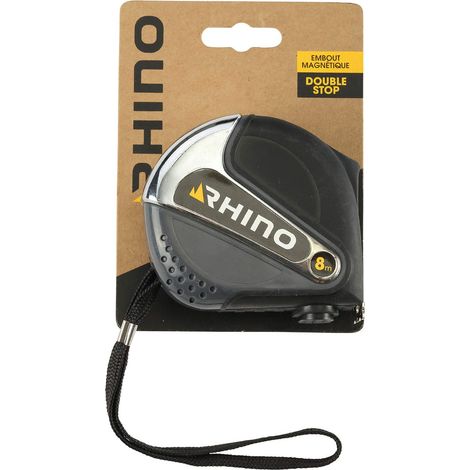 Rhino 46232 - Nastro da 8 m, con punta magnetica (magnete) con doppio stop-gancio per cintura-standard EU Mid Class II-lunghezza 8 m x larghezza 25 mm-garanzia 5 anni, NC, 25 mm (1/5)