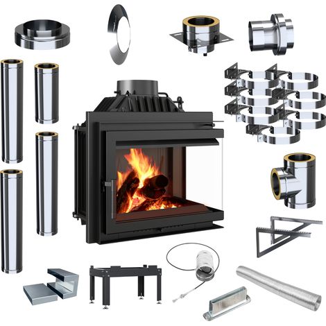 Kamineinsatz KRATKI Simple Right 8kW Ø200 Einlass Externes Schornsteinset (1/5)