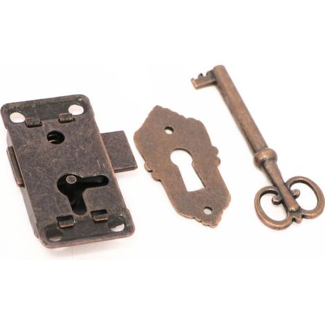 cerraduras antiguas para puertas de armarios, cerraduras para muebles para armarios decorativos, cerradura con llave para caja de madera, joyero antiguo, maleta, cajón de muebles. (1/3)