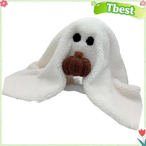 Oreiller en peluche fantôme - TBEST - Fantôme avec citrouille - Blanc - Dessin animé - Garnissage coton PP (1/5)