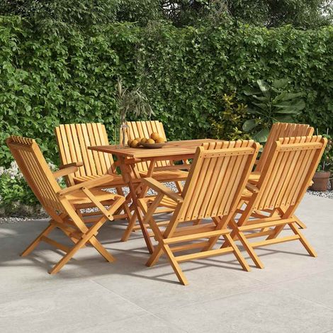 Lot de 6 chaises de jardin pliantes en bois de teck massif avec accoudoirs 61x67x90 cm - PANGIVO (1/5)