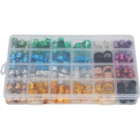 216 Anneaux pour Tresses Creux, Accessoires de Coiffure pour Dreadlocks et Décorations Capillaires (1/5)
