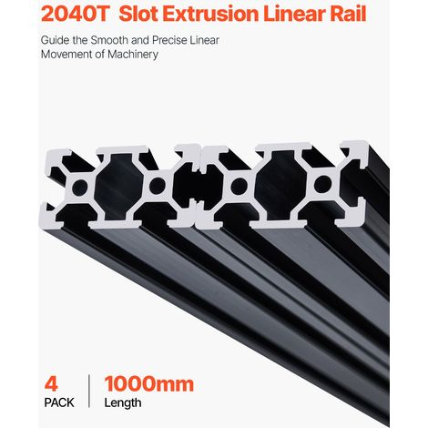Lot de 4 rails aluminium 2040 européen 1000mm profilé T rainure en T anodisé noir pour imprimante 3D fraiseuse CNC gravure laser bricolage (1/5)