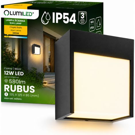 Lámpara de pared LED para jardín, luz de pared exterior para fachada IP54 12W 3000K Rubus Lumiled (1/5)