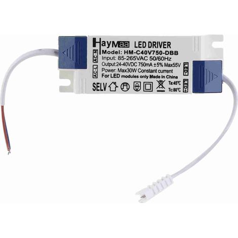 Transformateur LED 30 W à courant constant 750 mA, entrée CA 85-265 V, sortie CC 24-40 V (1/5)