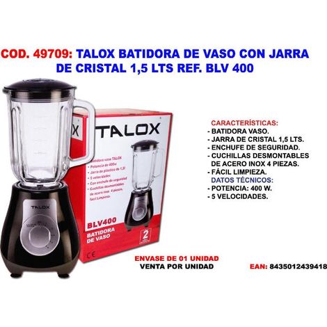 talox batidora de vaso con jarra de cristal 1,5 lts ref. blv 400 (1/2)