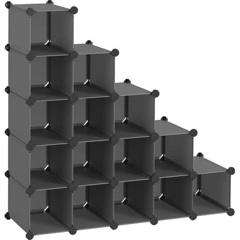 Étagère modulaire pour bibliothèque avec cubes 53 pièces modulaires  Couleur: Noir