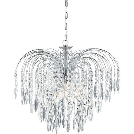Searchlight Waterfall - Lampadario a 5 luci in cristallo con finitura cromata, attacco E14 (1/5)