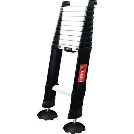 Matisère – Échelle télescopique 3.00m – Hauteur de travail max 3.80m – Marches de 80mm – Pieds réglables pour terrains irréguliers