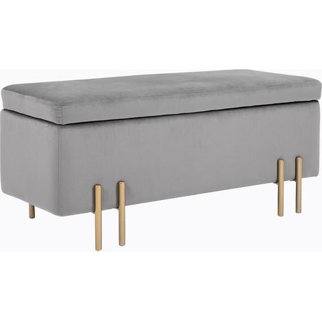 PANCA OTTOMANA CONTENITORE CON CUSCINO E SUPERFICIE MORBIDA GRIGIO CHIARO (1/5)