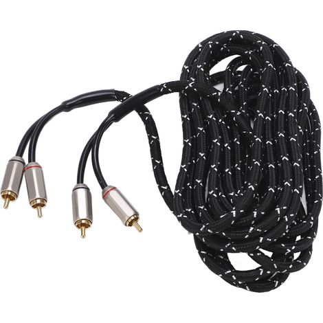 Câble audio pour amplificateur de voiture, câble stéréo, double connecteur mâle, universel pour haut-parleurs, récepteurs A/V, caissons de basses, systèmes Hi-Fi, 5 m / 16,4 pi (1/5)