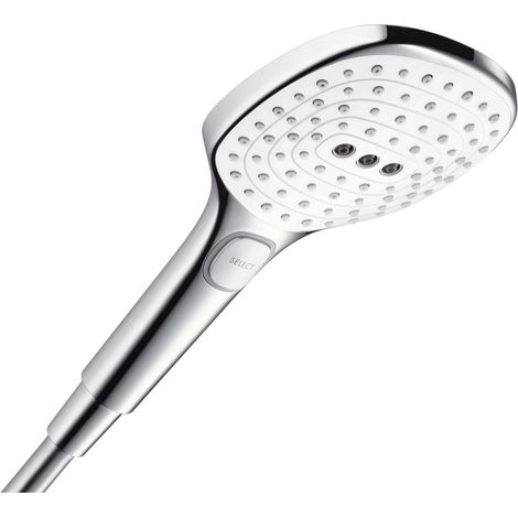 Hansgrohe Raindance Select E Handbrause 120mm, 8,5l/min, 3jet EcoSmart, Weiß/Chrom (1/4)