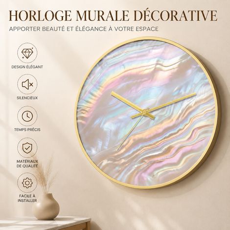 Horloge murale ronde silencieuse design coquillage cadre doré 40 cm DCM365a dcm365a 16 40 cm 1,5 kg – Livraison gratuite
