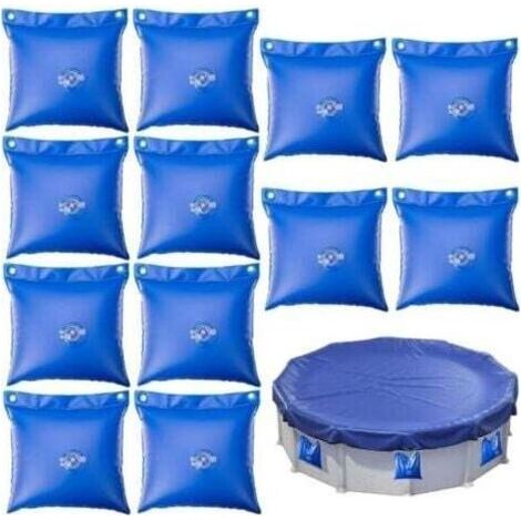 Lot de 12 sacs à eau de piscine - Poids d'eau carré,Petit sac à eau épais en PVC,Pour couverture de piscine,Pour lester les bâches de piscine (1/4)
