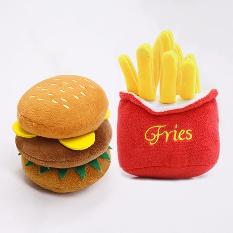 Lot de 2 jouets à mâcher et à jouer en peluche douce de fruits et légumes pour chien, cadeau parfait pour la Saint-Valentin pour les propriétaires de chiens (1/4)