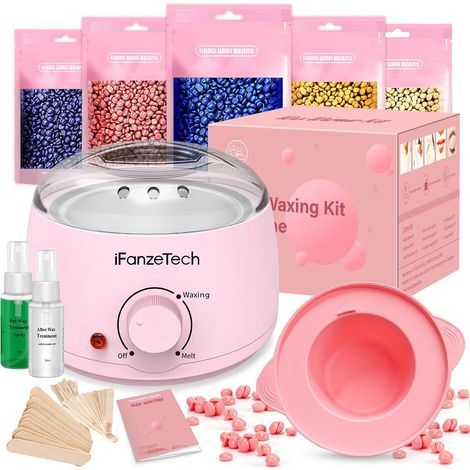 Chauffe Cire Epilation, Kit Epilation Cire: avec 5100g Perle, 30 Spatules, Silicone Bol (1/5)