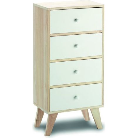 Mobiletto soggiorno, ufficio, 4 cassetti in legno paulownia 40x25x66,5H Slome