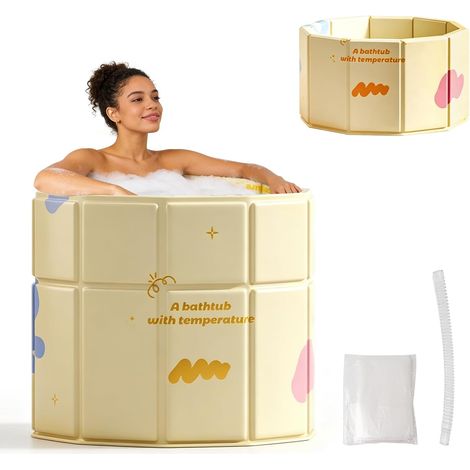 Baignoire pliable de 80 cm, isolation améliorée à 6 couches, baignoire portable, fonction 2 en 1 pour bain chaud et glacé pour adultes, bord réglable pour une entrée confortable pour les personnes (1/5)