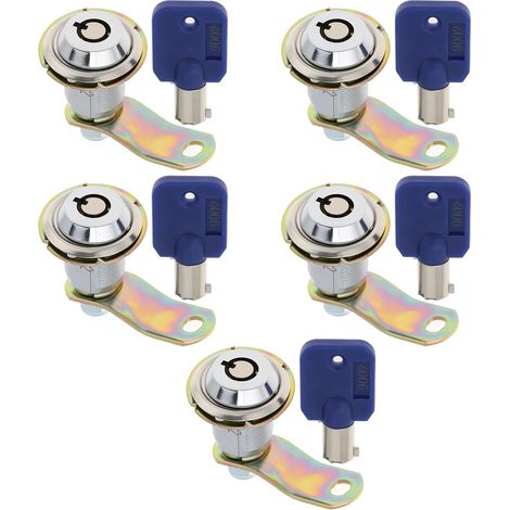 5 x Cam Locks 27 mm Long with Key for Wooden Doors Cabinets Flipper 22.5 x 19 x 11.3 mm (1/5)