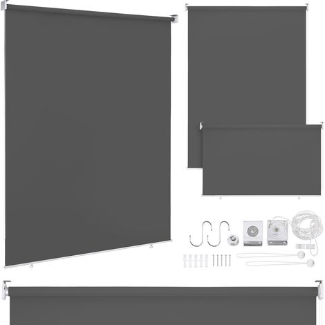 TolleTour Senkrechtmarkise 100x240 cm 2er Set Balkonmarkise Dunkelgrau Sichtschutz Sonnenschutz UV beständig wasserdicht Balkon Terrasse