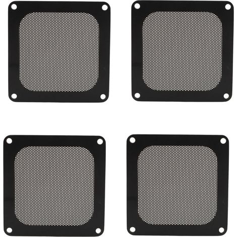 Lot de 4 grilles de protection en PVC pour ventilateur d'ordinateur, cadre magnétique, anti-poussière, 9,3 x 9,3 cm, noir (1/5)