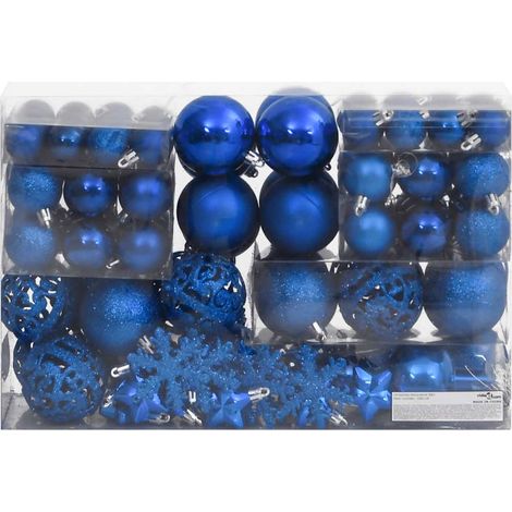 111-tlg. Weihnachtskugel-Set Blau Polystyrol