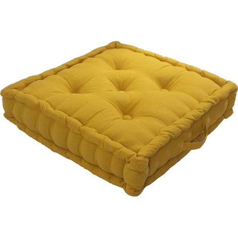 Coussin de Sol 50x50x10 cm SWIMCOOL 100% coton coloris MOUTARDE