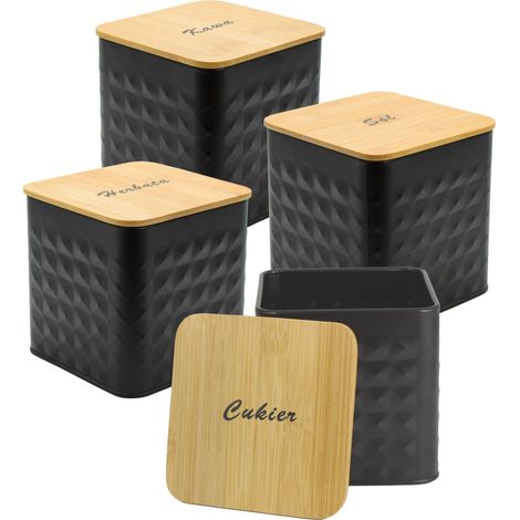 Juego de 4 recipientes para café, té, azúcar y sal BRUNBESTE BB-4261 (subtítulos en PL) (1/5)