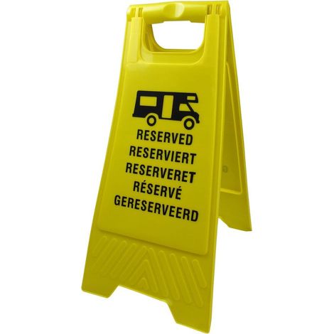 Yellow Multi Language Motorhome Pitch Reserve Sign - RV Board Caravan (1/5)