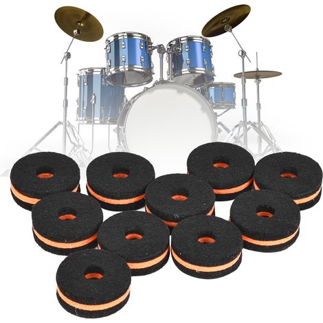 10 Pièces Manchons de Cymbales 35mm en Felt Noir Orange, Protections pour Cymbales, Accessoires de Batterie (1/5)