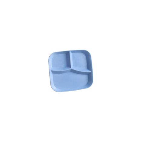 Assiette compartimentée à 3 sections – Assiette incassable pour repas équilibrés – Forme carrée – Bleue (1/5)
