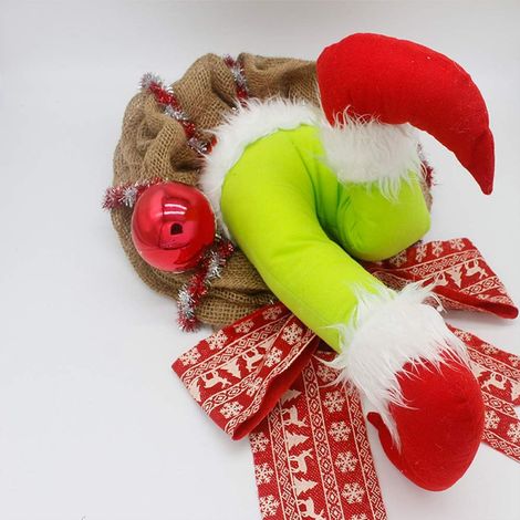 Corona navideña del Grinch, corona decorativa navideña, guirnaldas, accesorios para el hogar, adornos navideños (1/5)