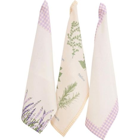 Lot de 3 Torchons "Garrigue" 45x70cm Blanc (1/5)