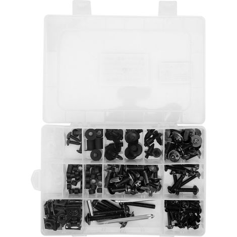 Kit universel de boulons et vis en aluminium pour carénage et pare-brise de moto, noir, pour réparation (1/5)